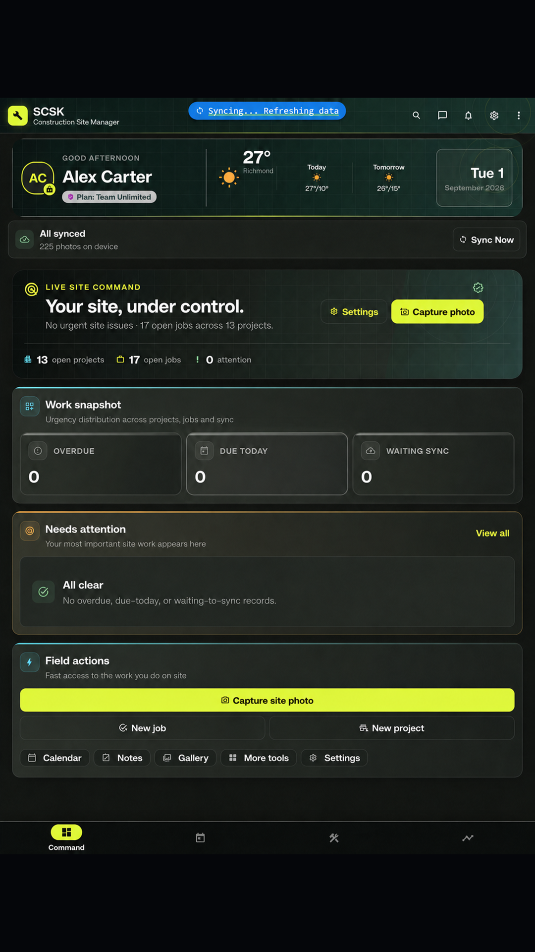 SCSK project dashboard preview